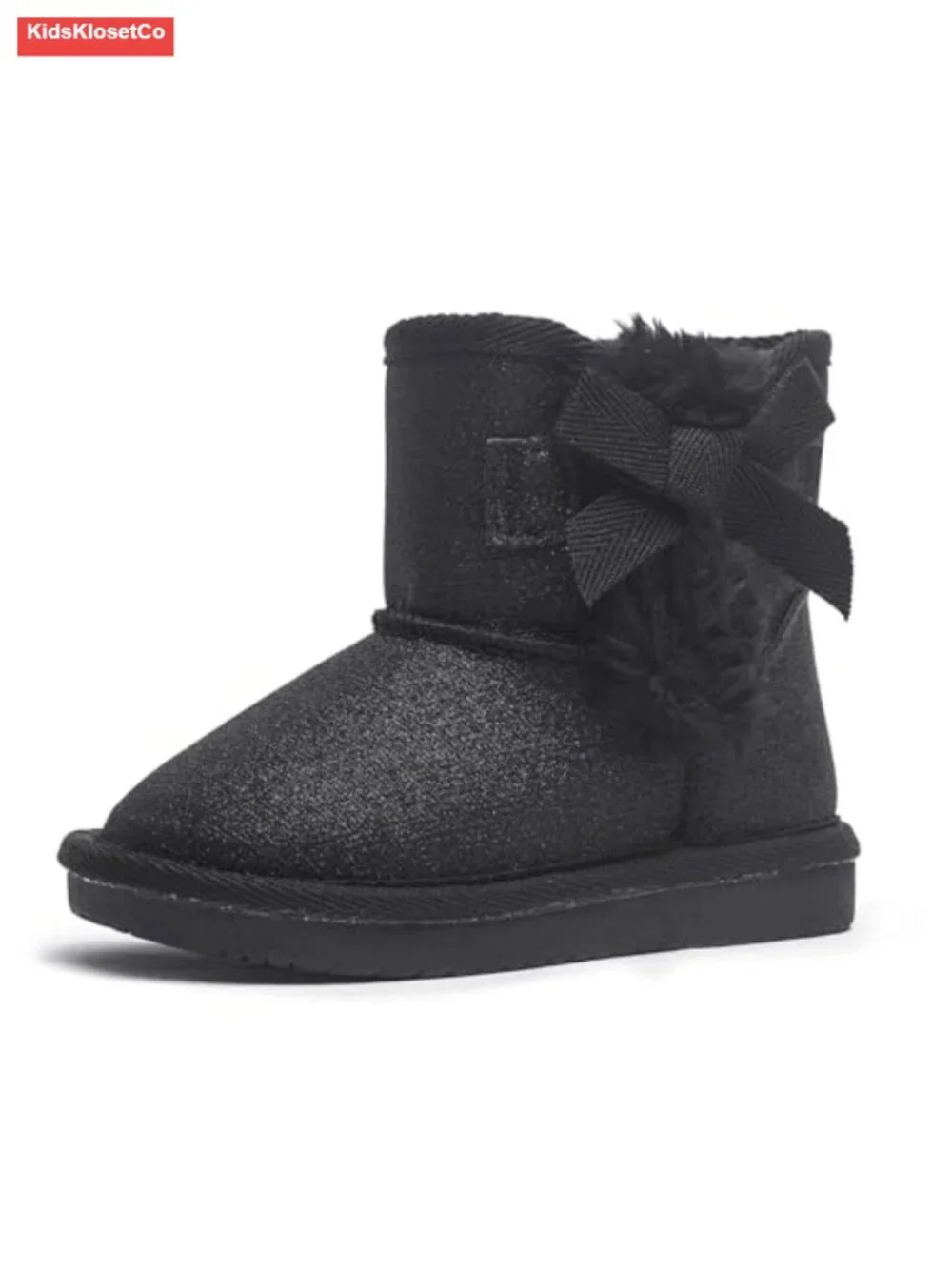 Toddler Girls Glitter Snow Boots with Cotton Lining and Cute Bow